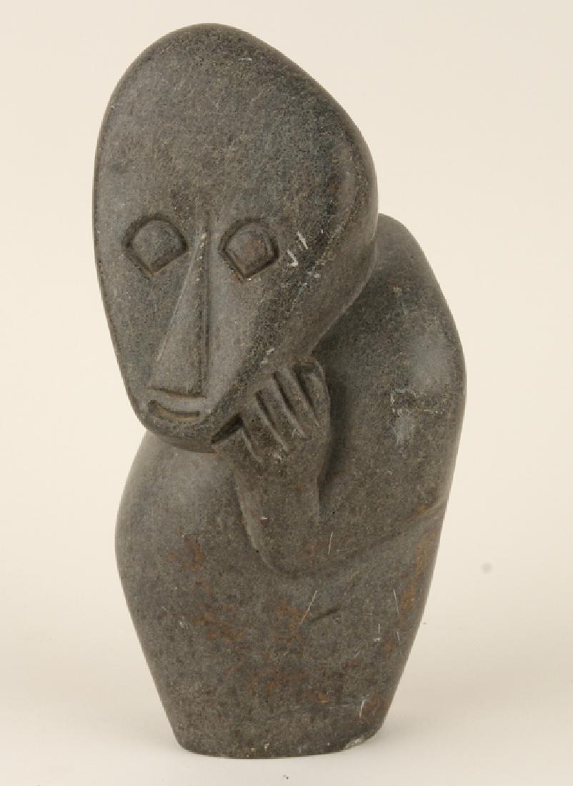 ABSTRACT CARVED STONE FIGURE INCISED M. JAMBA (1 of 5)