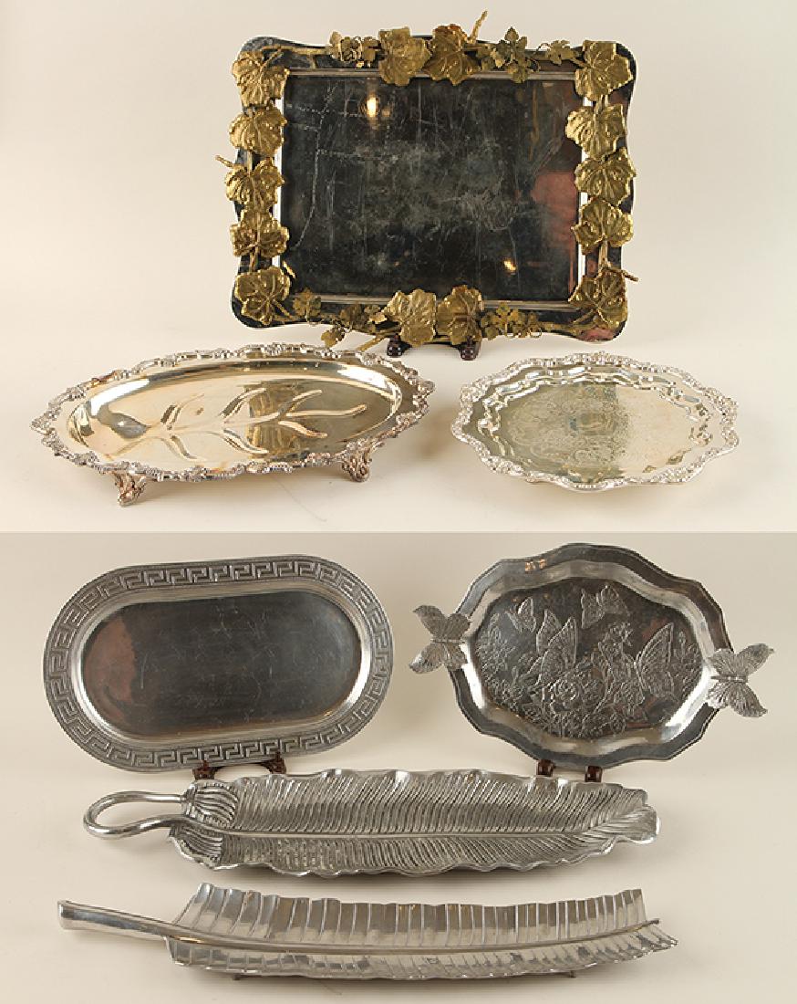 COLLECTION OF 7 SILVERPLATE AND PEWTER TRAYS (1 of 9)