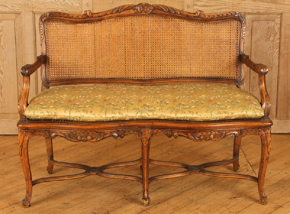 FRENCH LOUIS XV STYLE WALNUT SETTEE CARVED FRAME (1 of 5)