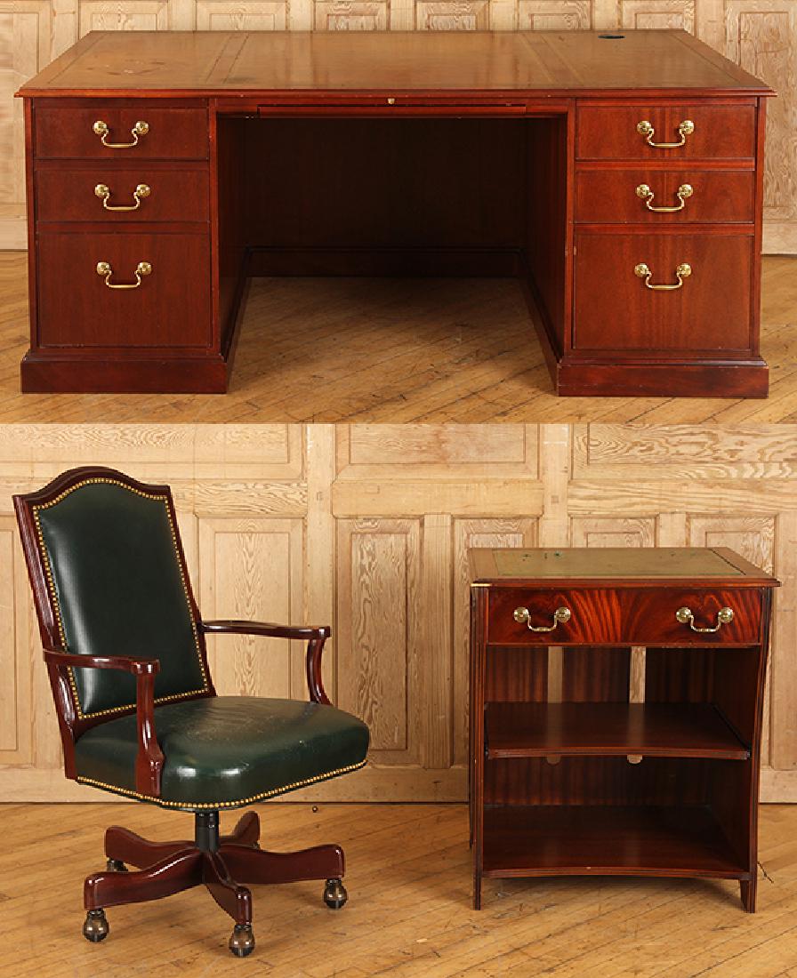 THREE PIECE GEORGIAN STYLE MAHOGANY OFFICE SUITE (1 of 10)