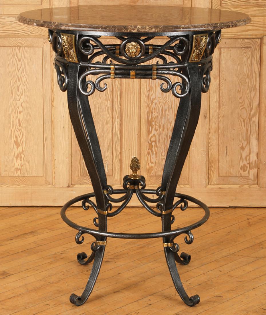 IRON BRONZE DECORATED MARBLE TOP BISTRO TABLE (1 of 5)