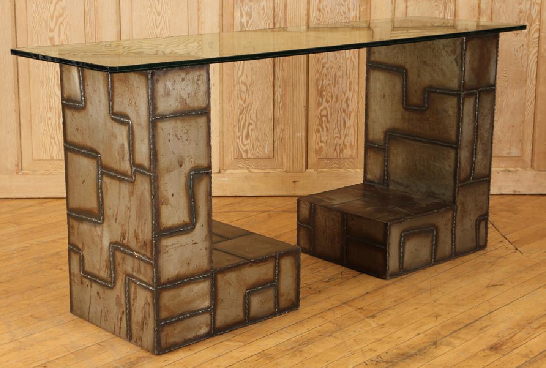 UNUSUAL GLASS TOP CONSOLE MANNER OF PAUL EVANS (1 of 5)