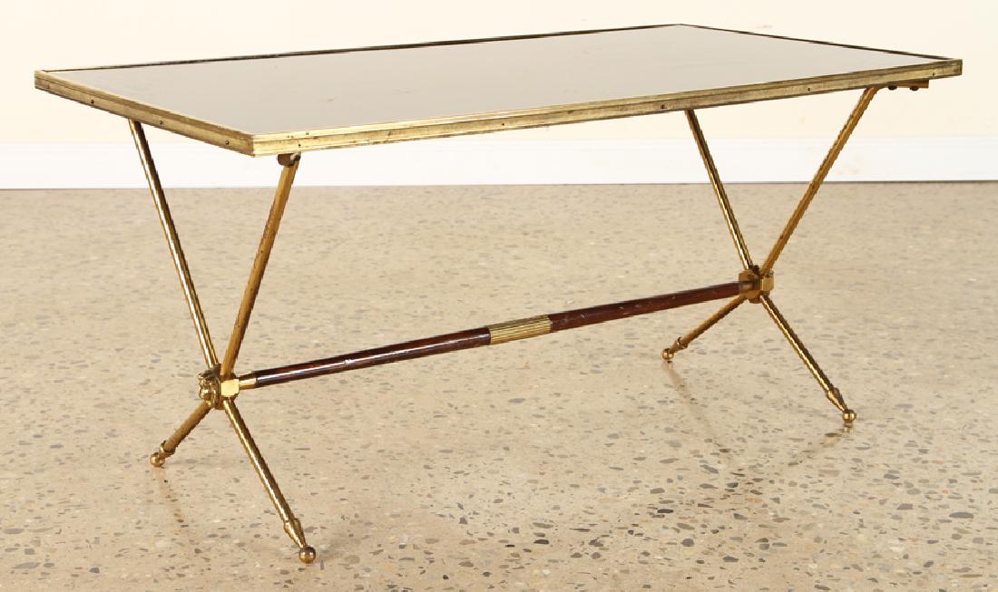 MID CENTURY MODERN BRASS BLACK GLASS COFFEE TABLE (1 of 4)