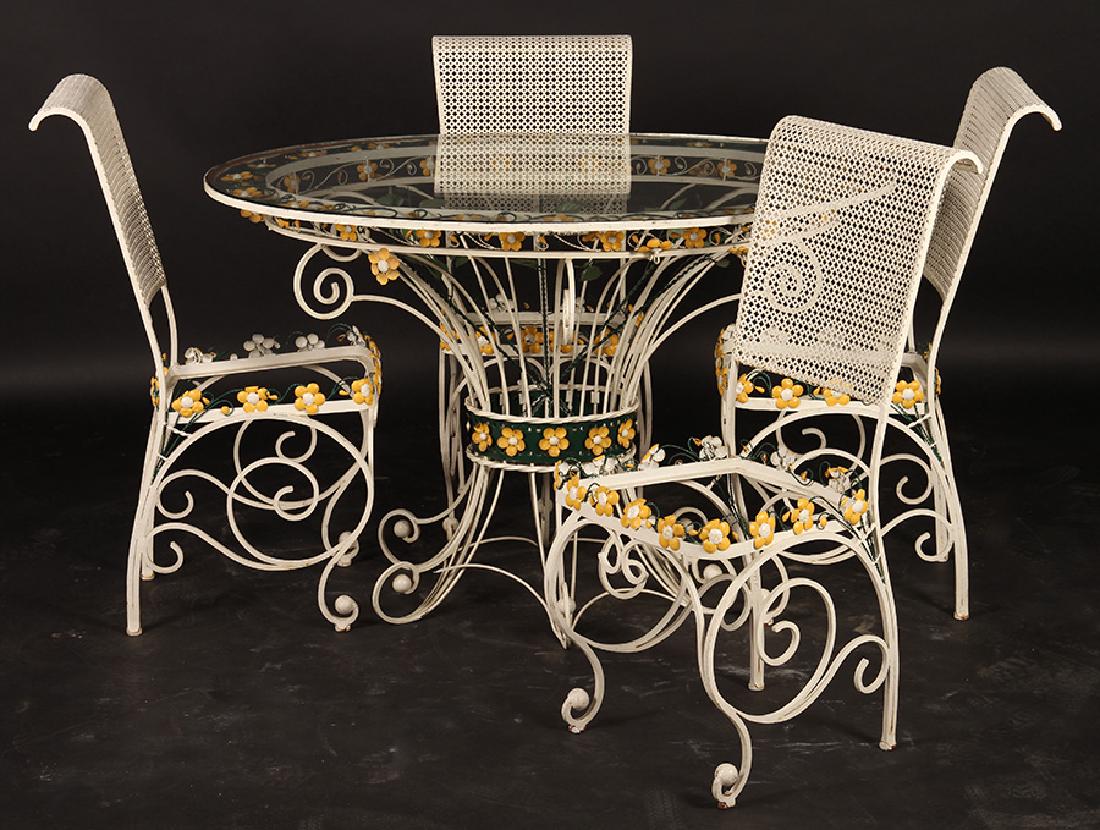 FRENCH WROUGHT IRON GARDEN TABLE CHAIRS 1960 (1 of 8)