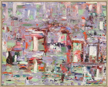 ABSTRACT COMPOSITION OIL ON CANVAS SIGNED (1 of 4)