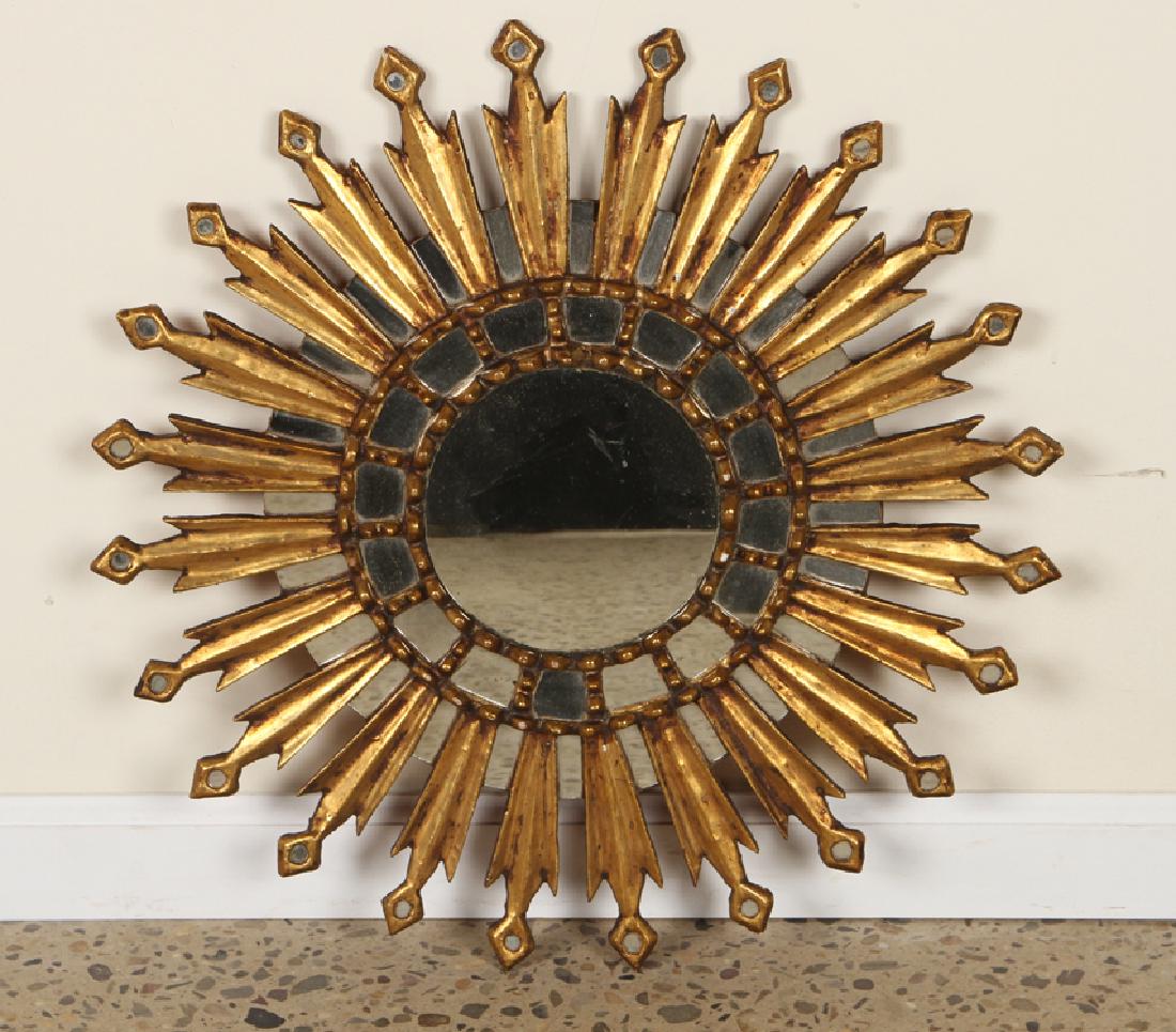 GILTWOOD SUNBURST MIRROR DIAMOND DECORATION 1960 (1 of 3)