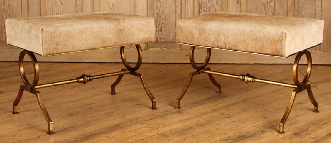 PAIR GILT IRON STOOLS MANNER OF GILBERT POILLERAT (1 of 5)
