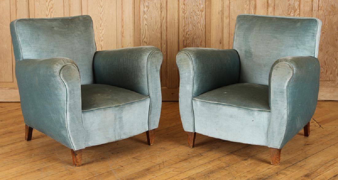 PAIR UPHOLSTERED FRENCH BOUDOIR CHAIRS CIRCA 1940 (1 of 5)