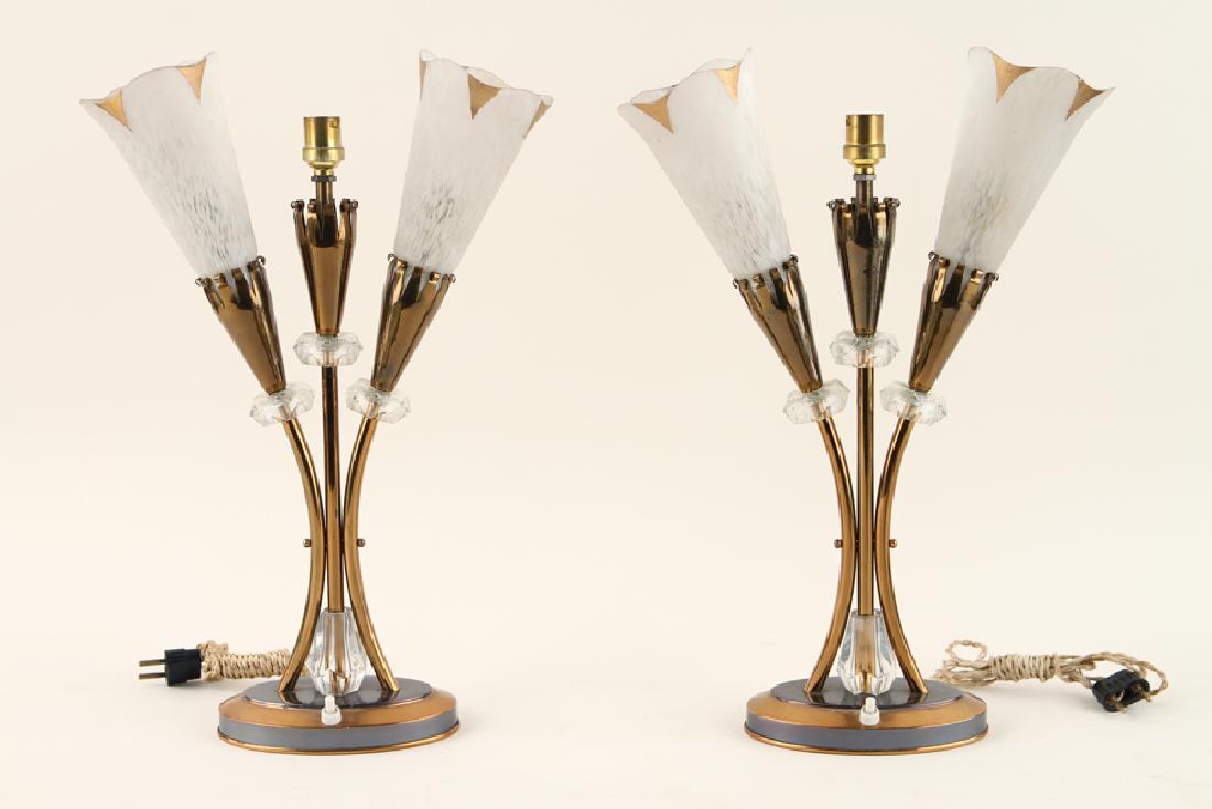 PAIR FRENCH BRASS FLORAL FORM TABLE LAMPS C.1950 (1 of 5)