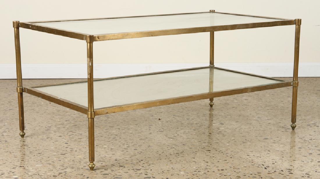 2 TIERED BRASS GLASS COFFEE TABLE 1970 (1 of 4)