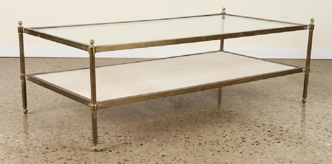 TWO TIER BRASS GLASS TOP COFFEE TABLE C.1960 (1 of 4)