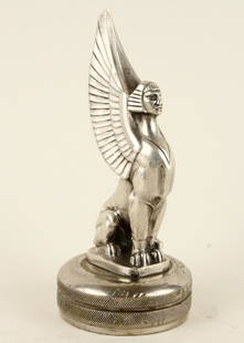 MAURICE FRECOURT SIGNED BRONZE AUTO MASCOT 1930: Maurice Frecourt (French B. 1890) A signed nickel plated bronze automobile mascot circa 1930. Provenance: From the original collection of Richard and Linda Scott from Sidney, OH. Richard and Linda ar