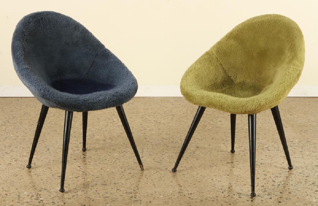 FRENCH EGG SHAPE UPHOLSTERED CHAIRS C. 1950 (1 of 4)