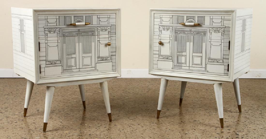 PAIR FORNASETTI STYLE SIDE TABLES CIRCA 1960 (1 of 6)