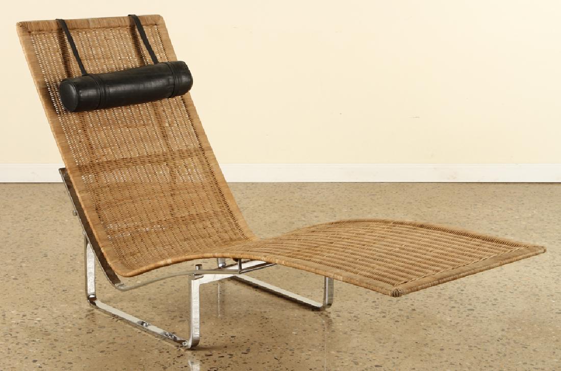POUL KJAERHOLM STEEL RATTAN CHAISE LOUNGE 1965 (1 of 6)
