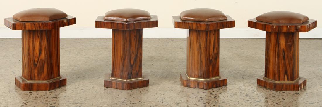SET 4 HEXAGONAL ROSEWOOD UPHOLSTERED STOOLS C1960 (1 of 4)