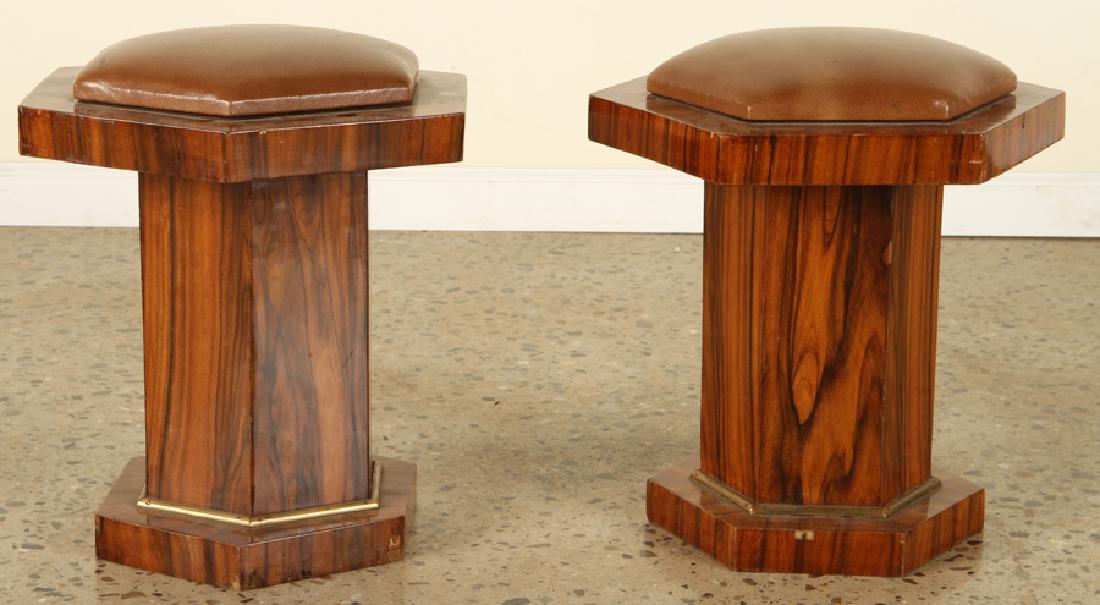 PAIR HEXAGONAL ROSEWOOD UPHOLSTERED STOOLS C.1960 (1 of 4)