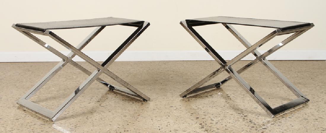 PAIR CHROME X FORM BENCHES KARL SPRINGER (1 of 5)