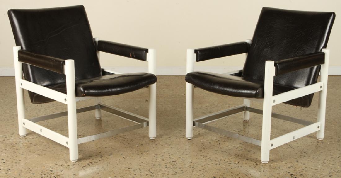 PAIR ITALIAN OPEN ARMCHAIRS CHROME SIGNED DALVARA (1 of 6)