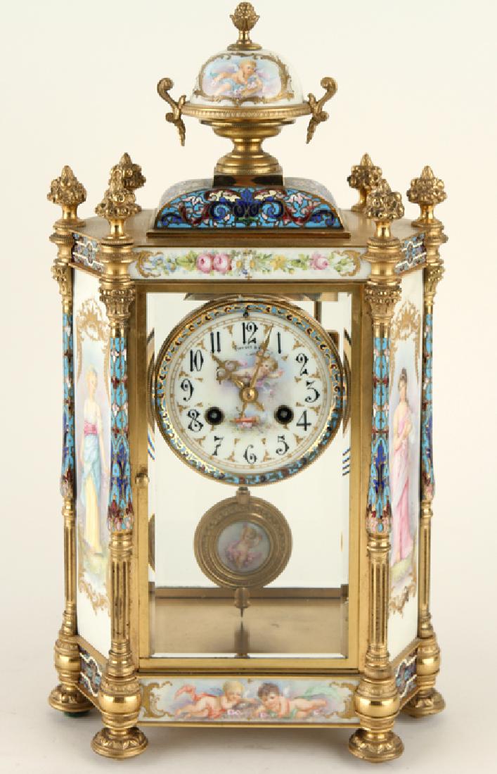 LATE 19TH C. TIFFANY & CO CHAMPLEVE MANTLE CLOCK (1 of 8)