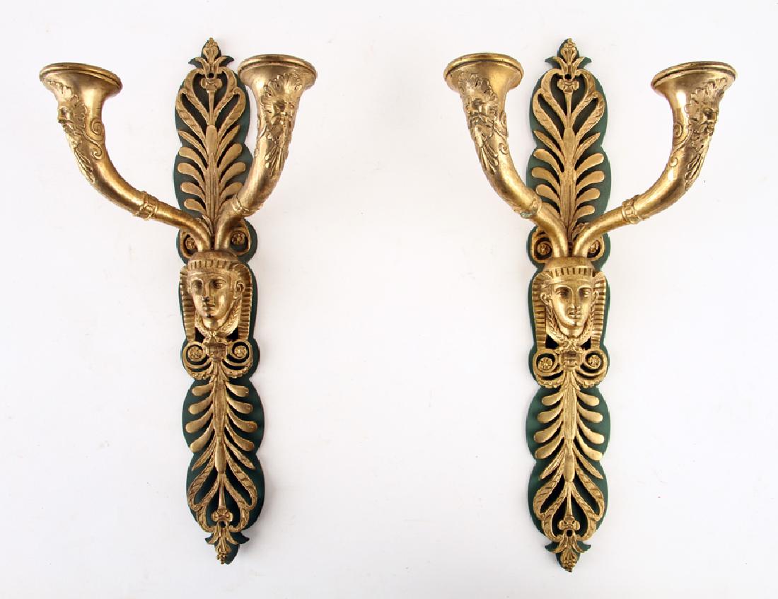 PAIR FRENCH EMPIRE STYLE BRONZE WALL SCONCES 1890 (1 of 5)