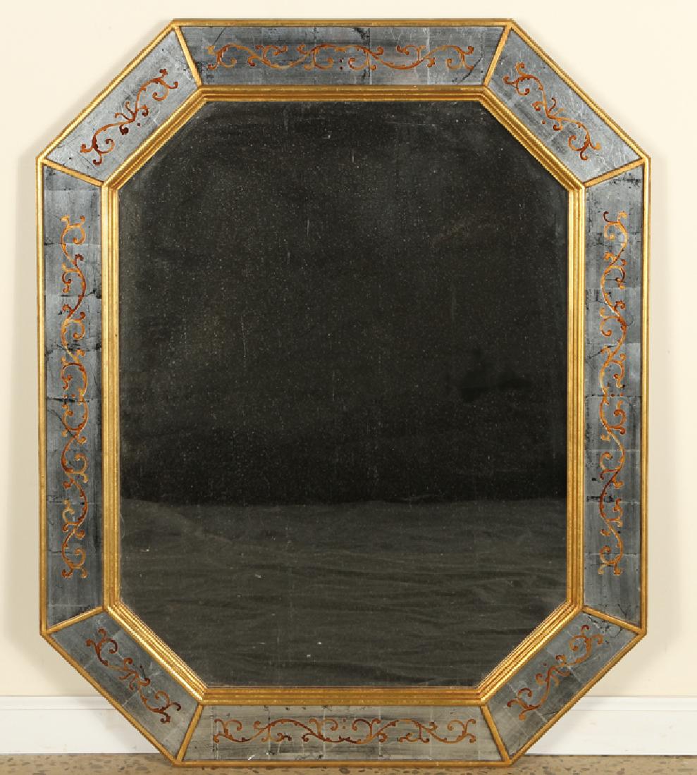 OCTAGONAL EGLOMISE GILT MIRROR MAISON JANSEN 1950 (1 of 3)