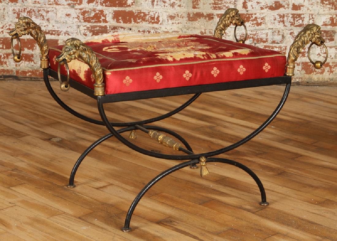 CURULE FORM IRON BENCH BRONZE MOUNTS 1950 (1 of 5)