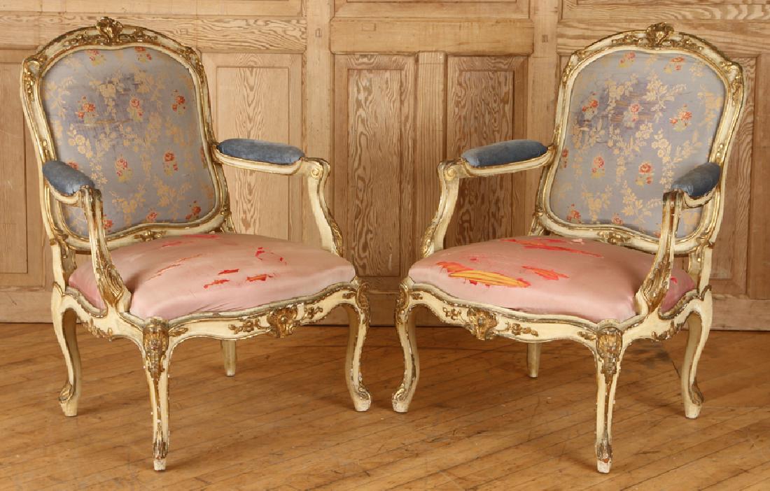 PAIR CARVED GILT JANSEN BERGERE CHAIRS C. 1940 (1 of 6)