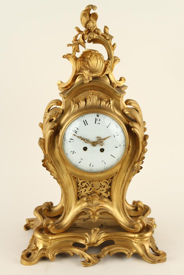 19TH C. GILT BRONZE MANTLE CLOCK LOUIS XV STYLE (1 of 5)
