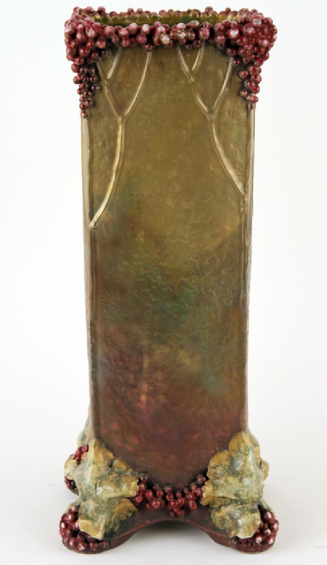 RIESSNER STELLMACHER AND KESSEL AMPHORA VASE: An Art Nouveau Riessner, Stellmacher and Kessel Amphora vase having currant and berry motif, marked and published. Published, Scott, Ceramics from the House of Amphora, 1890-1915, 2004. Page 144. Ht: 