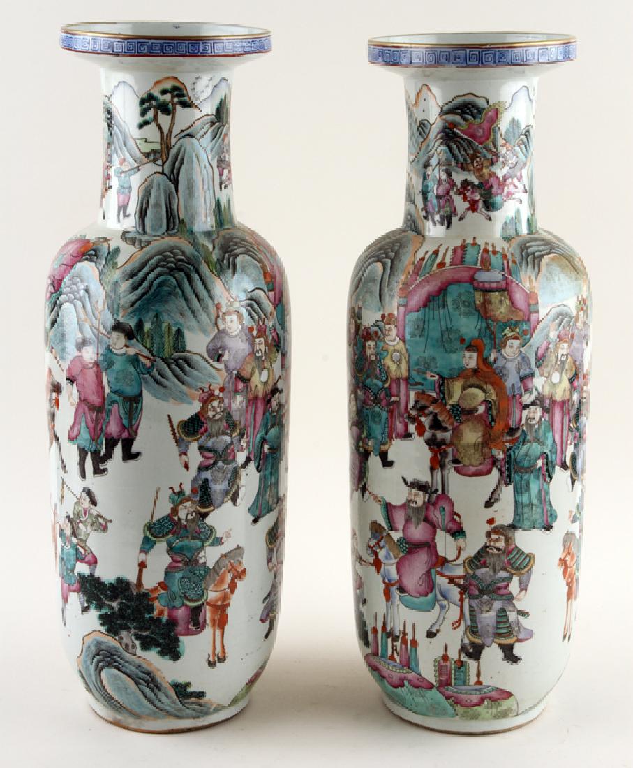 PAIR JAPANESE SAMURAI WARRIOR PORCELAIN VASES