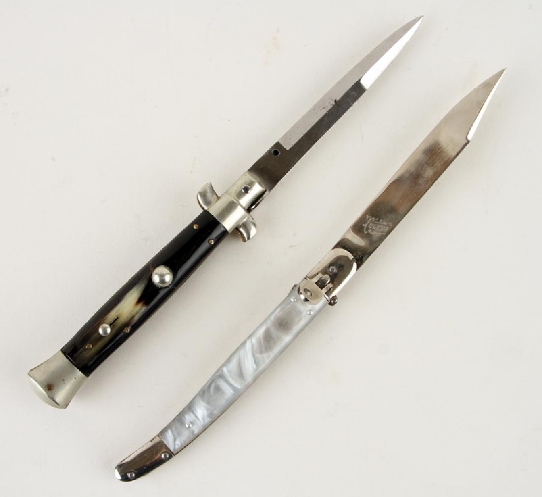 TWO SWITCH BLADES ONE MARKED CIRCA 1930: A lot of two switch blades, one being marked, circa 1930. 9"
