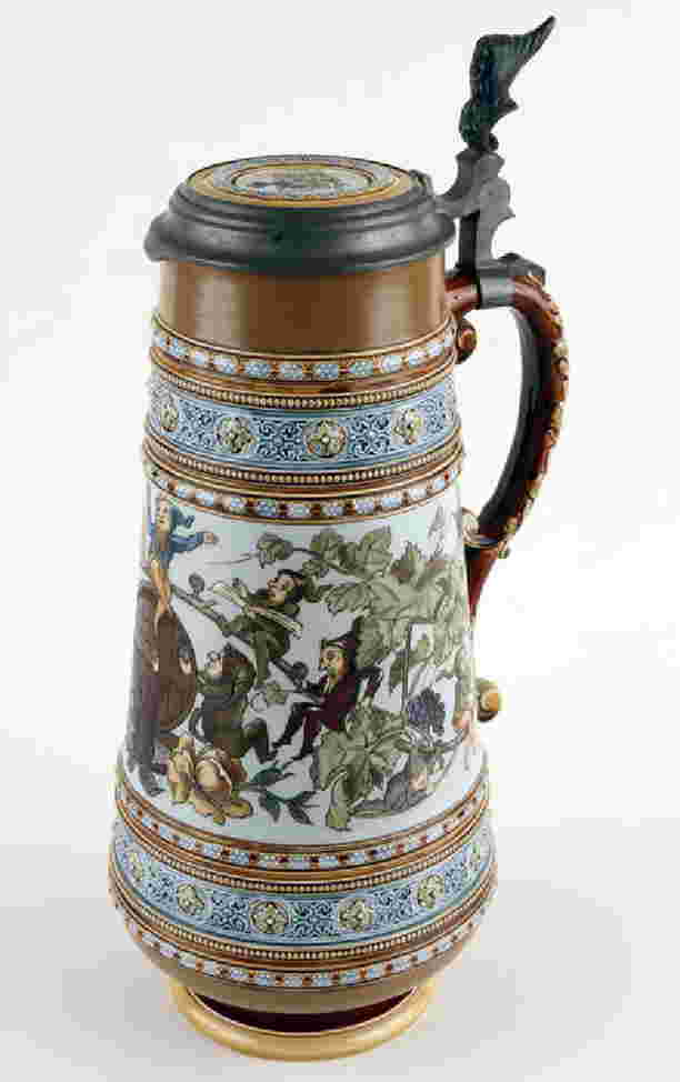 GERMAN METTLACH LIDDED BEER STEIN 1469 MARKED