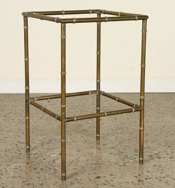 BRASS GLASS TWO TIER SIDE TABLE MANNER OF BAGUES (1 of 4)