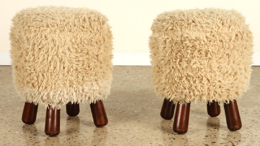 PAIR FUZZY STOOLS MANNER OF JEAN ROYER (1 of 4)