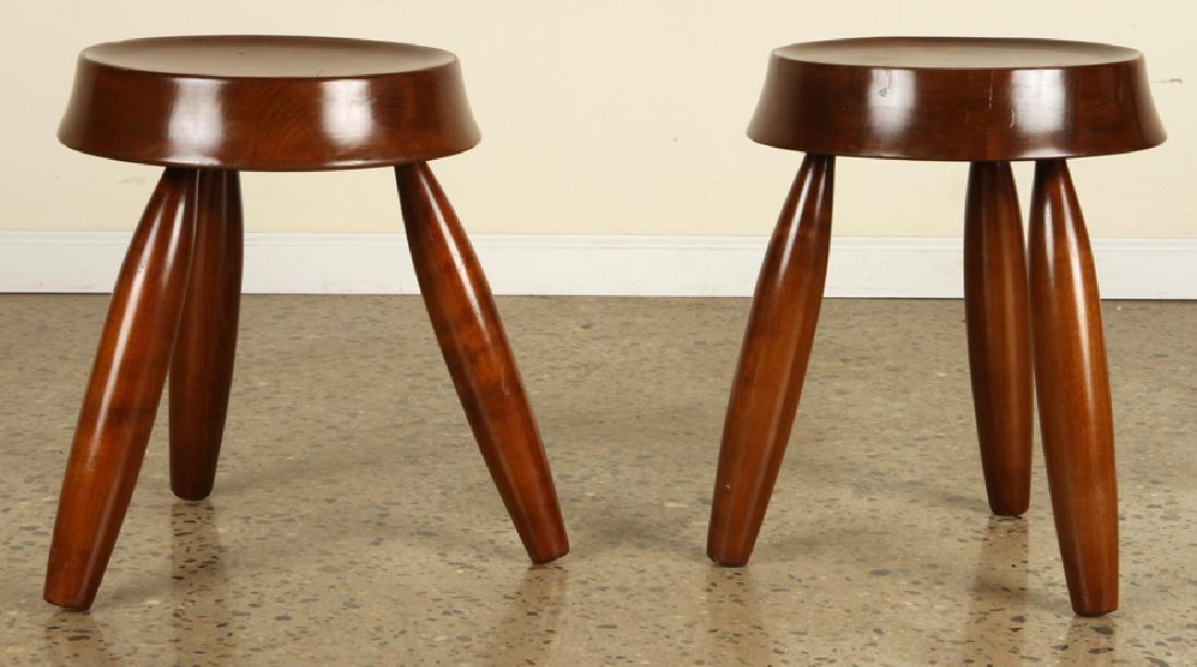 PAIR 3-LEGGED STOOLS MANNER OF JEAN ROYER (1 of 4)