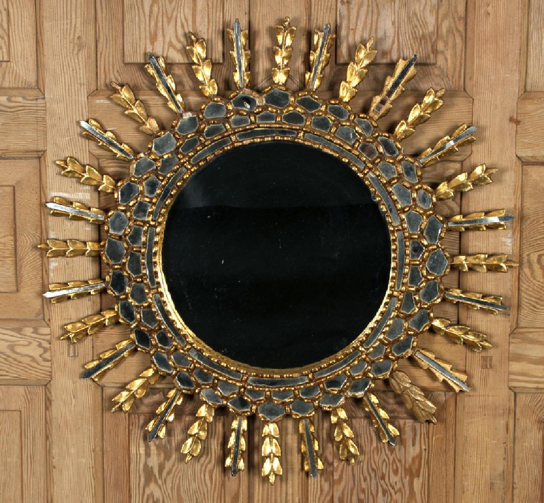 GILT WOOD STARBURST MIRROR MANNER LINE VAUTRIN (1 of 3)