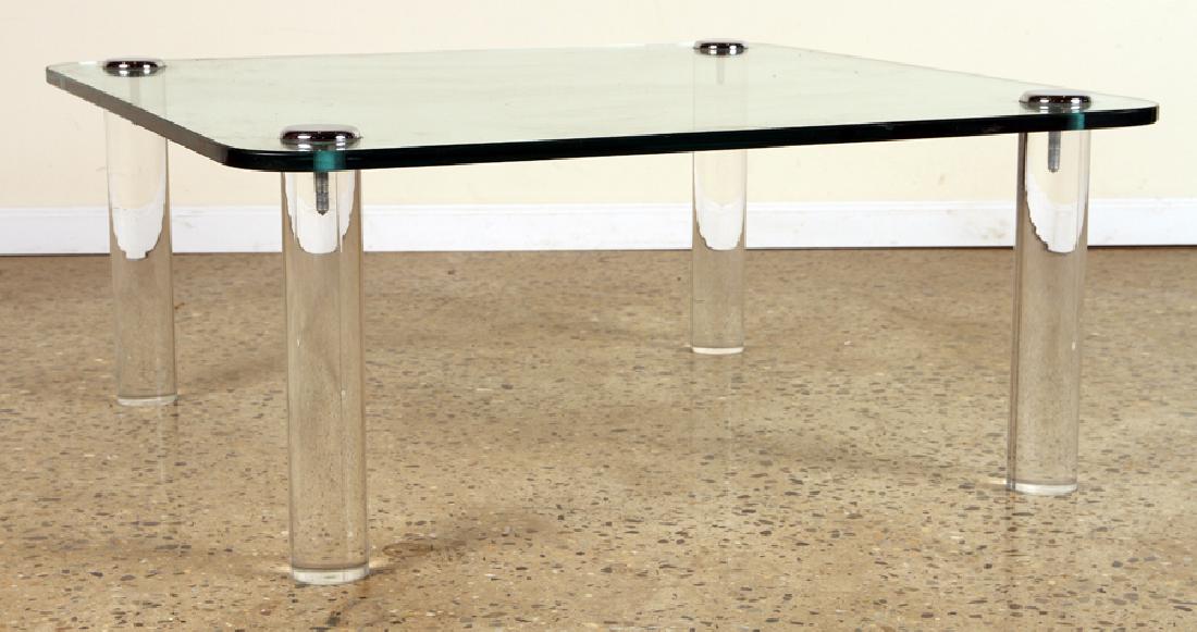 GLASS LUCITE COFFEE TABLE MANNER OF KARL SPRINGER (1 of 4)