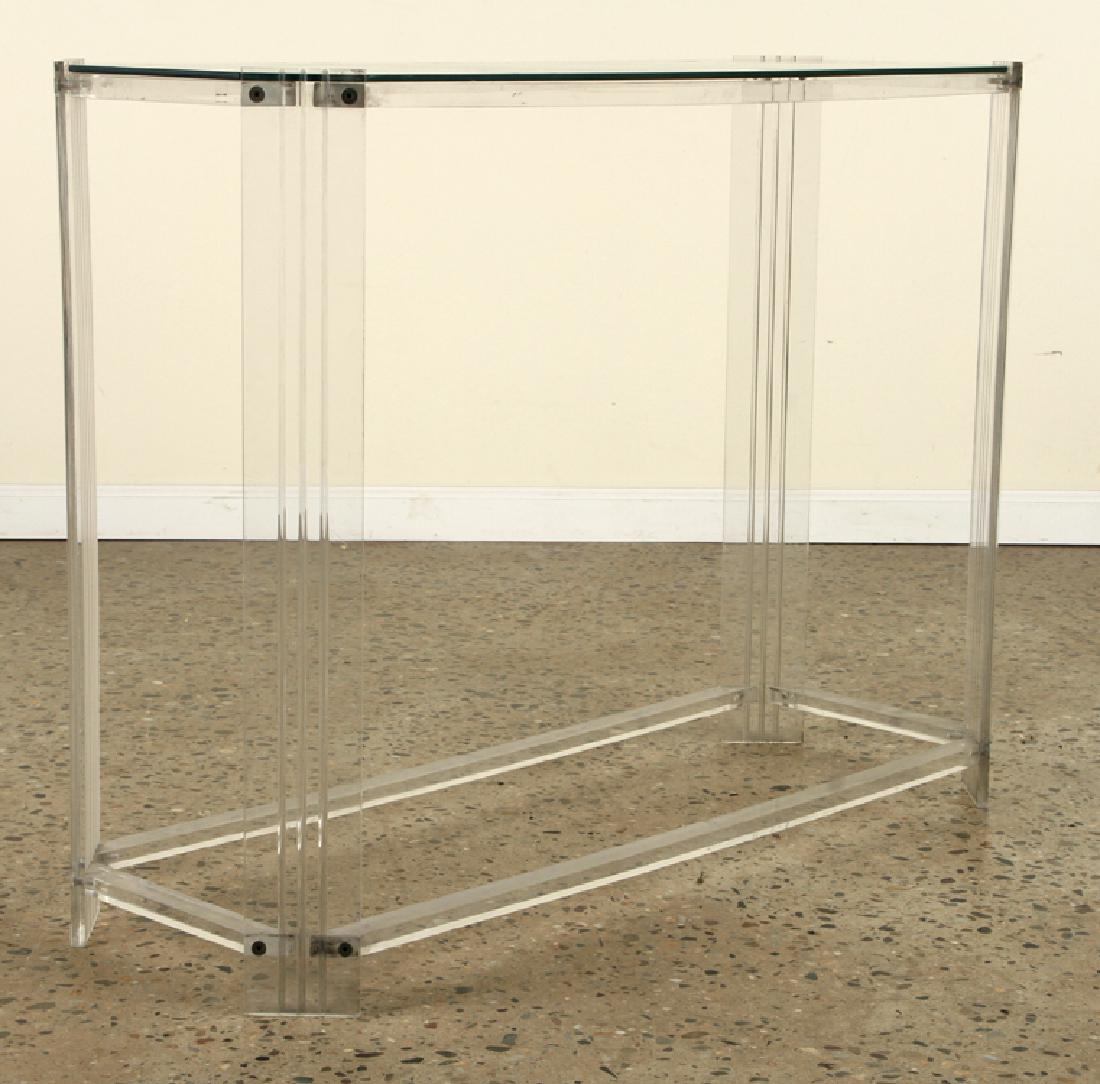 LUCITE AND GLASS CONSOLE TABLE CIRCA 1980 (1 of 5)