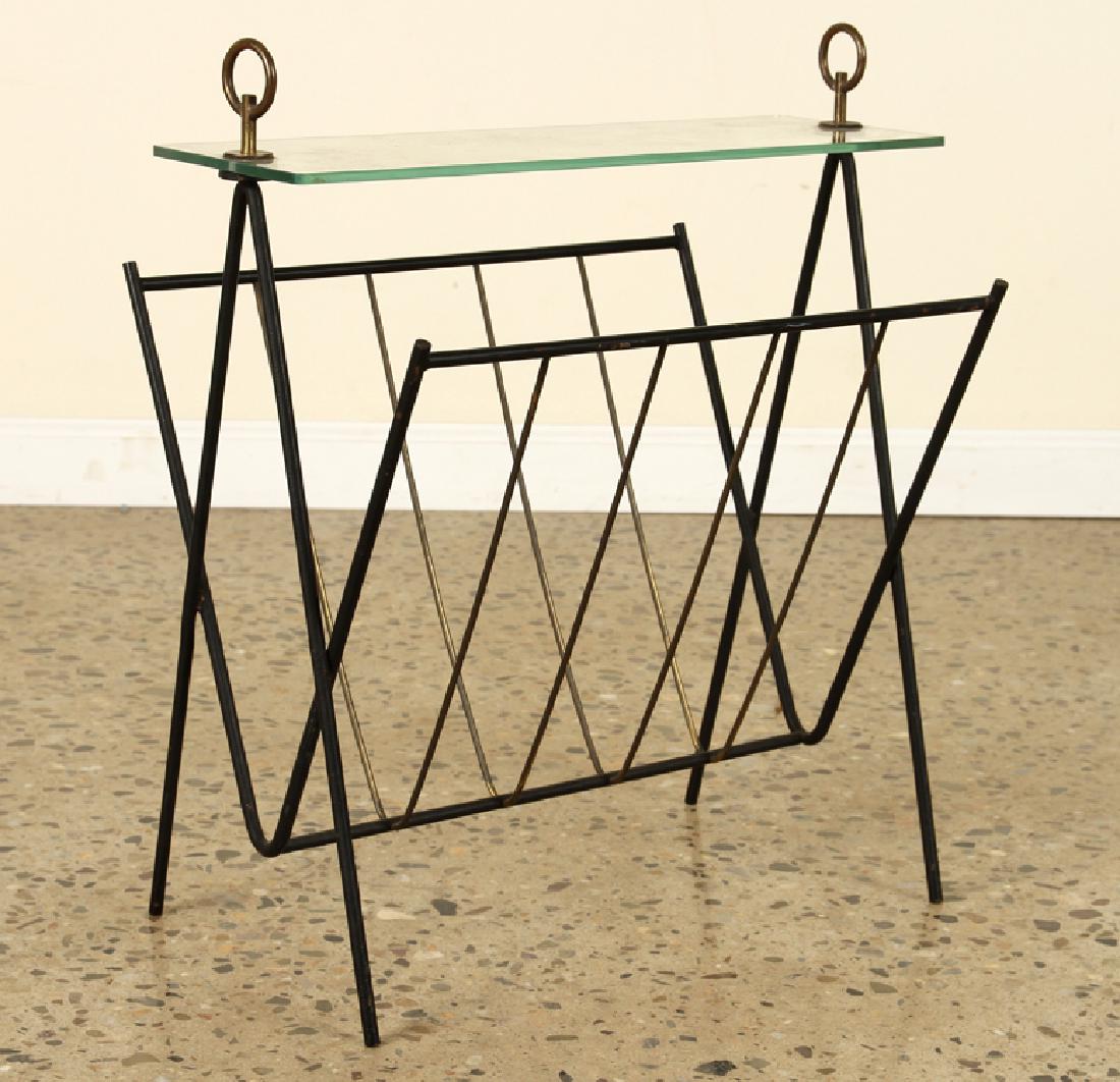 FRENCH BRASS GLASS MAGAZINE RACK MANNER OF ADNET (1 of 4)