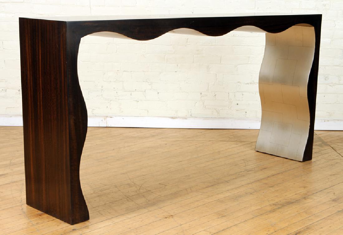 MID CENTURY MODERN MAHOGANY SILVER LEAF CONSOLE (1 of 5)