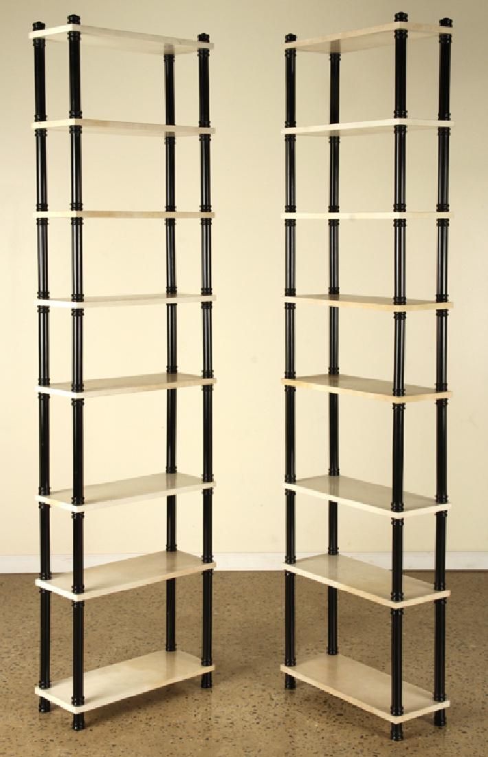 PAIR UNUSUAL EBONIZED PARCHMENT ETEGERES 1960 (1 of 6)