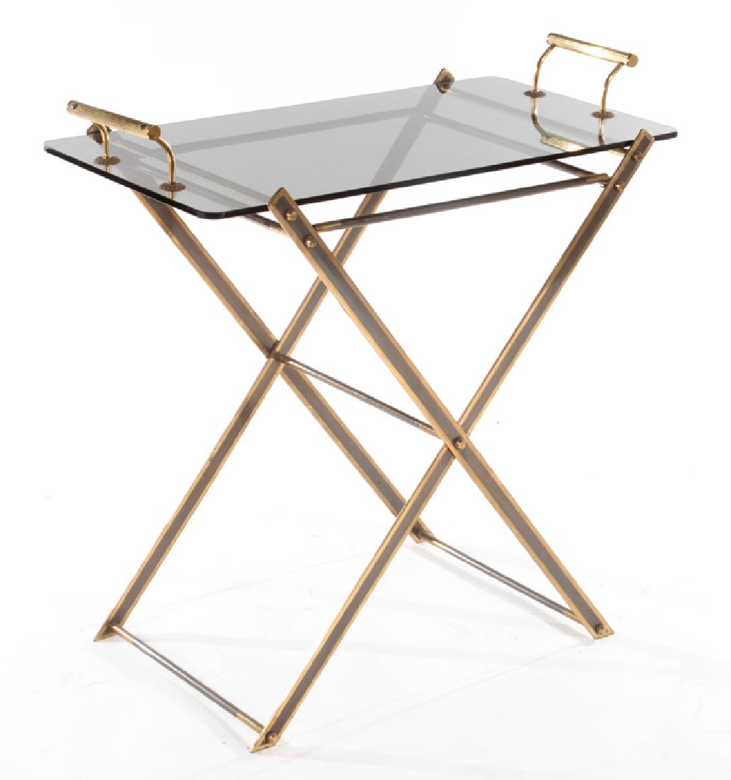 BRONZE GLASS SERVING TRAY SMOKED GLASS C.1940 (1 of 5)