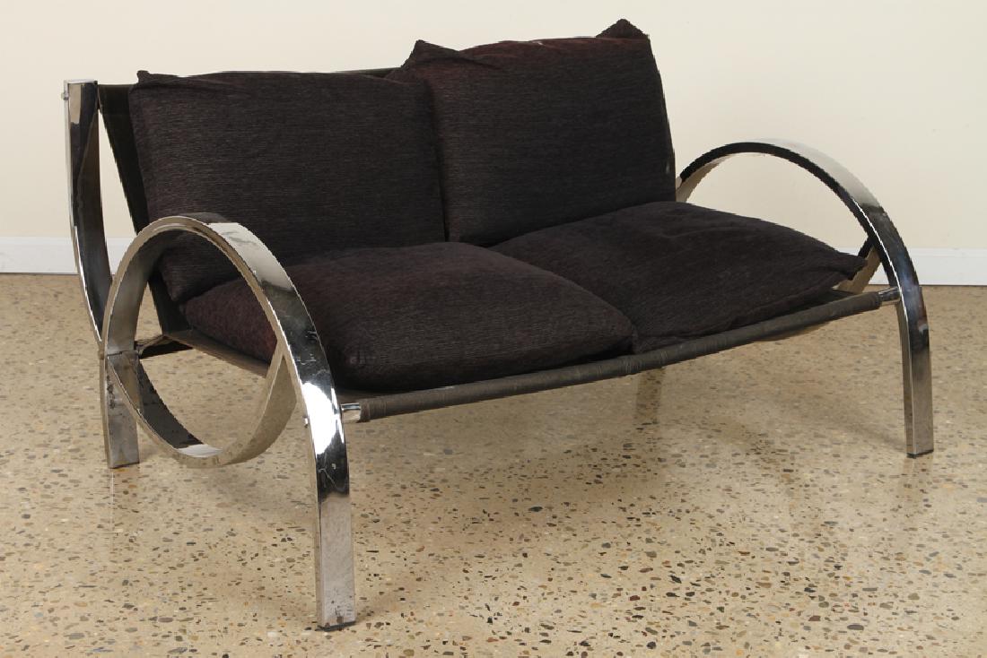 MID CENTURY MODERN CHROME SETTEE C. 1970 (1 of 3)