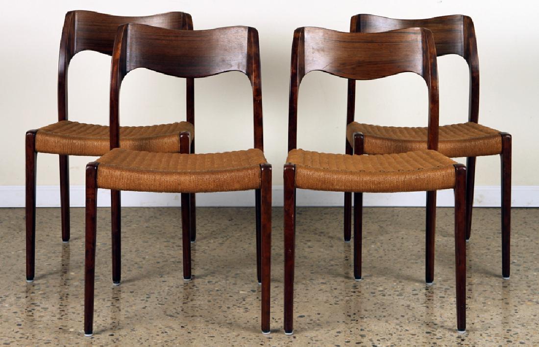 SET 4 DANISH ROSEWOOD CHAIRS WOVEN SEATS C.1960 (1 of 4)