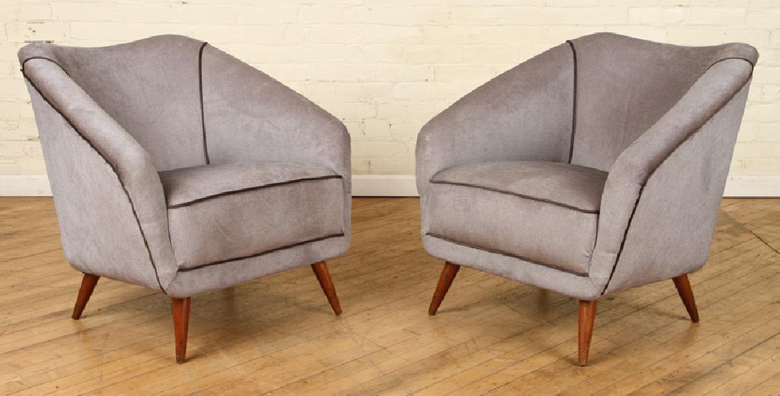 PAIR ITALIAN UPHOLSTERED CLUB CHAIRS CIRCA 1960 (1 of 5)