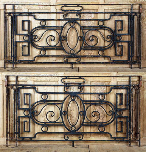Pair Wrought Iron Balcony Panels C. 1910
