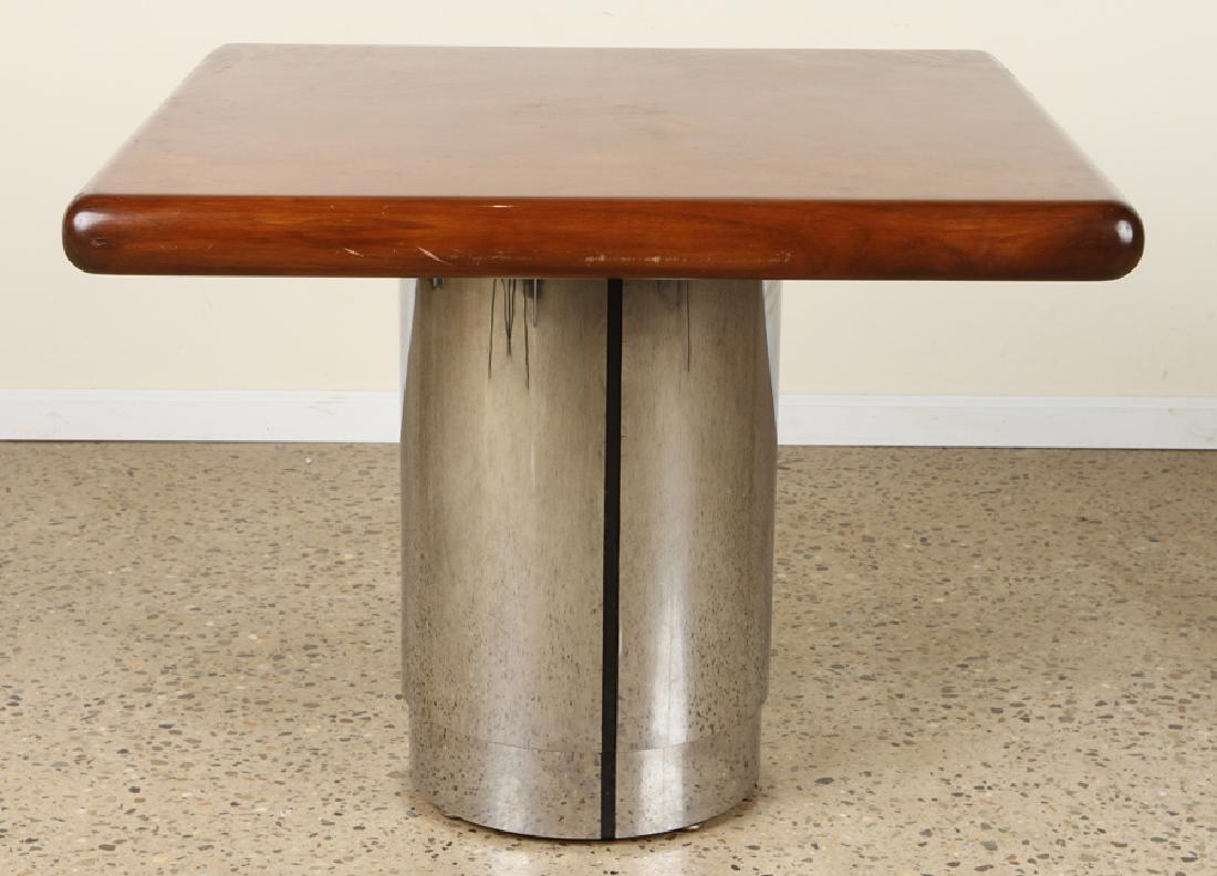 BURL WALNUT DINING TABLE CHROME BASE 1970 (1 of 3)