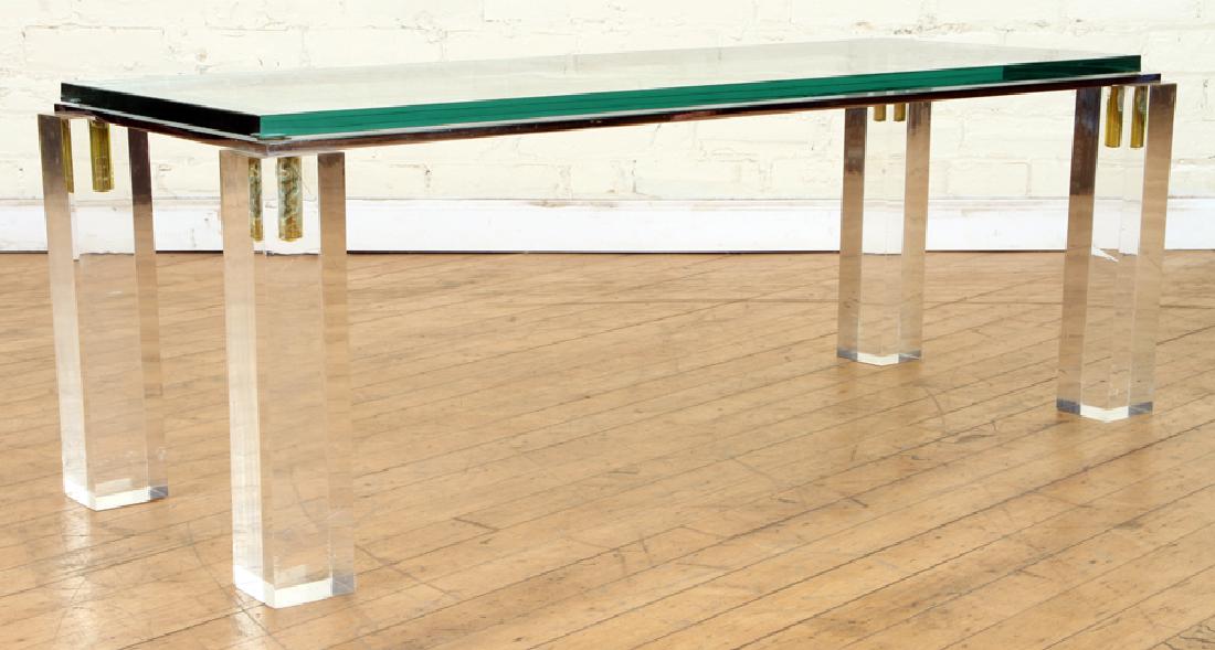 LUCITE CHROME COFFEE TABLE CLASS TOP CIRCA 1970 (1 of 4)