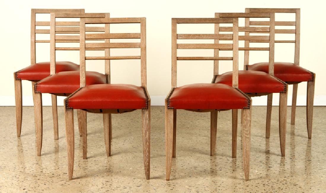 SET 6 FRENCH CERUSED OAK DINING CHAIRS C.1950 (1 of 5)